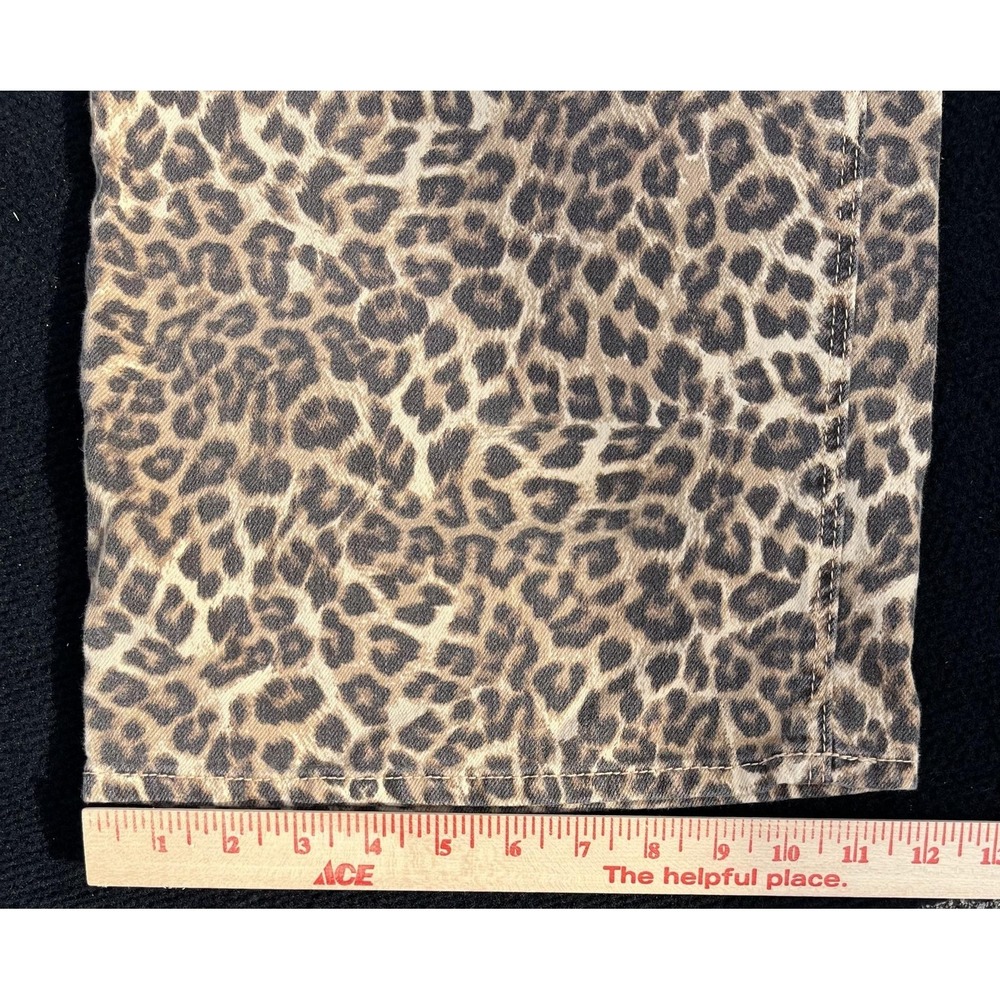 American Eagle Outfitters Jeans Womens 14 Short Brown Leopard Wide Leg Stretch - Picture 9 of 10